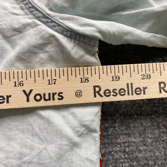 Lucky Brand Shirt Women's M Blue Red Patchwork Pearl Snap Western Rodeo‎ Cowboy - Picture 8 of 9